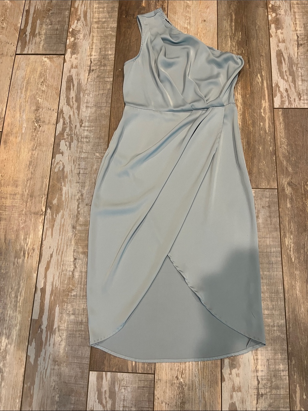 Women’s One-Shoulder Light Blue Satin Dress